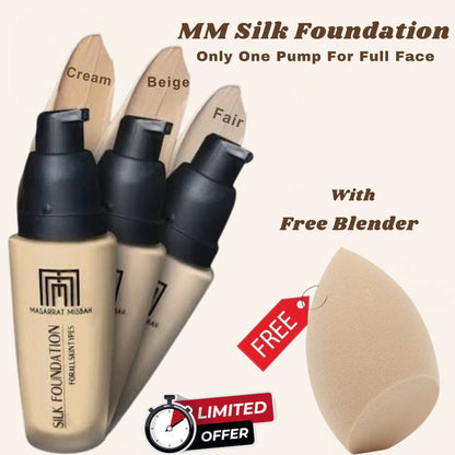 Buy MM Silk Foundation & Get Beauty blender FREE