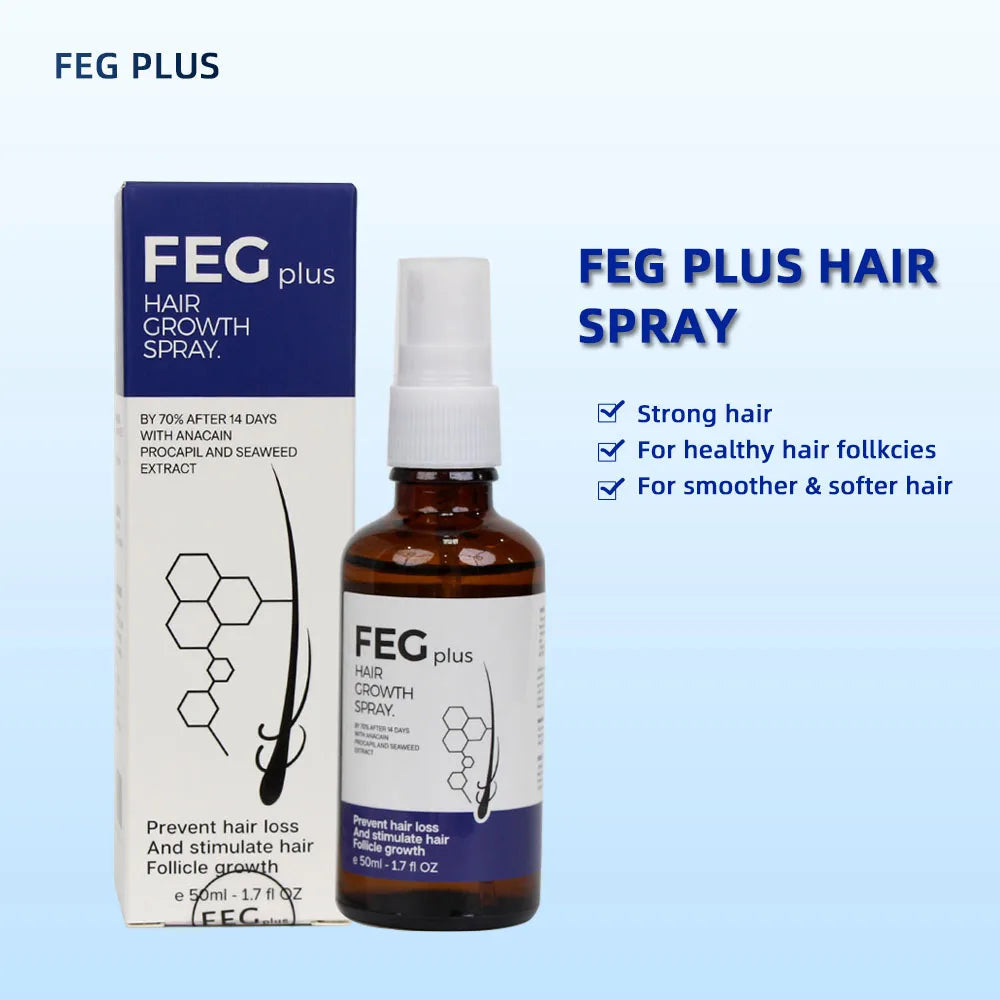 100% Original-FEG Plus Hair Fall Spray make hair long, thick, and strong lmprove Baldness/Balchar, prevent hair loss,